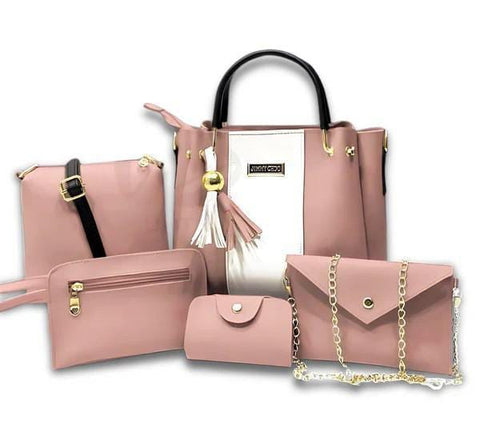 Women's Leather Plain Hand Bag  5 pcs Set (Copy)