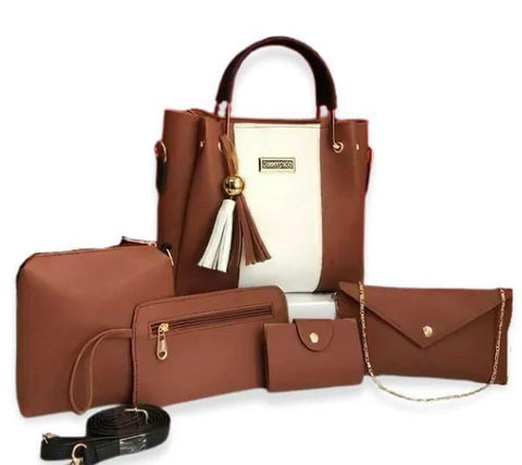 Women's Leather Plain Hand Bag  5 pcs Set (Copy)