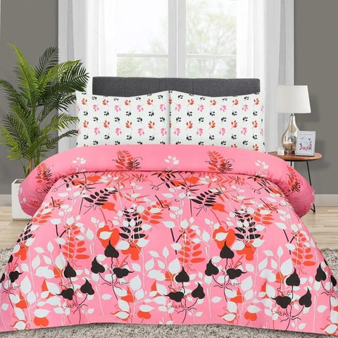 3 Pcs Cotton Printed Double Bedsheet