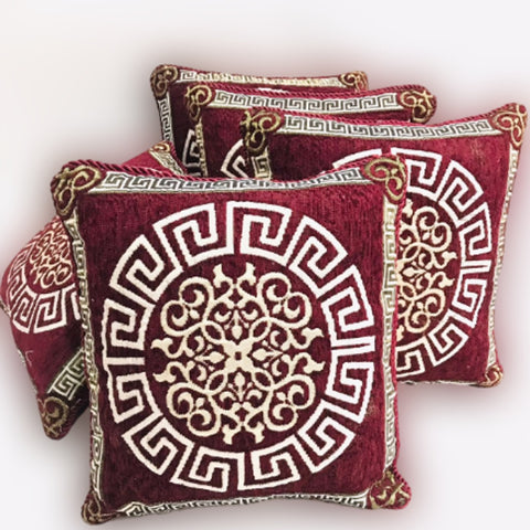 Elegance 5 Pcs Velvet Jacquard Printed Cushion Covers