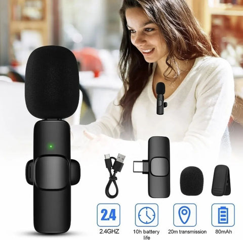 Wireless MIC K8 MICROPHONE Vlogging Mic With Microphone