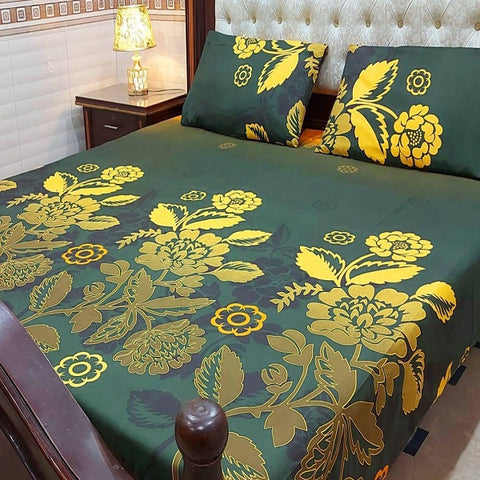 3 Pcs Mix Cotton Printed Double Bedsheets