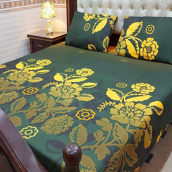 3 Pcs Mix Cotton Printed Double Bedsheets