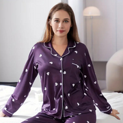 2 Pcs Women's Stitched Silk Printed Night Suit