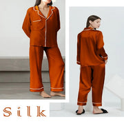 2 Pcs Women's Stitched Silk Plain Night Suit