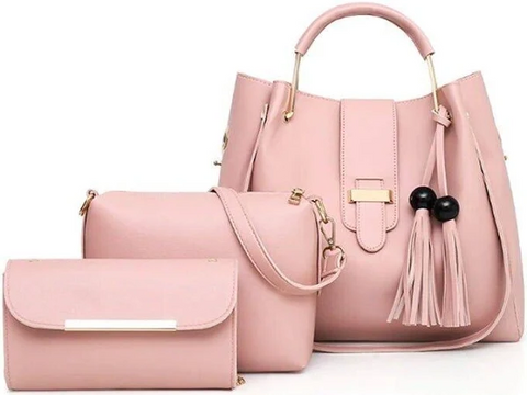 3 PCs Leather Hand Bag Set