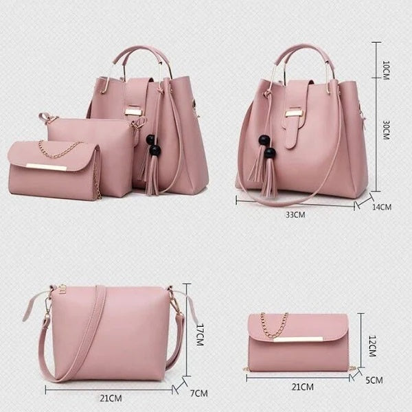 3 PCs Leather Hand Bag Set