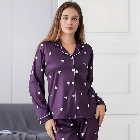 2 Pcs Women's Stitched Silk Printed Night Suit